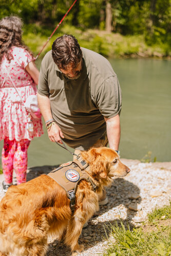 Man with service dog